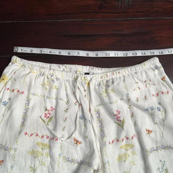 H&M Divided Women's Lightweight Floral Print Cream Pants Size Medium - Picture 7 of 10